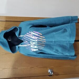 Harley Davidson teal pink full zip hoodie jacket sweatshirt
